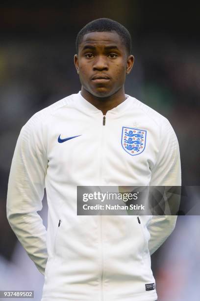 Ademola Lookman of England during the international friendly match between England U21 and Romania U21 at Molineux on March 24, 2018 in...