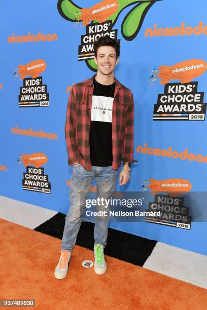 Grant Gustin attends Nickelodeon's 2018 Kids' Choice Awards at The Forum on March 24, 2018 in Inglewood, California.