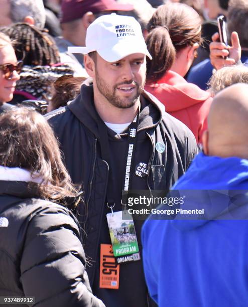 Scooter Braun is seen in the crowd at March For Our Lives on March 24, 2018 in Washington, DC.