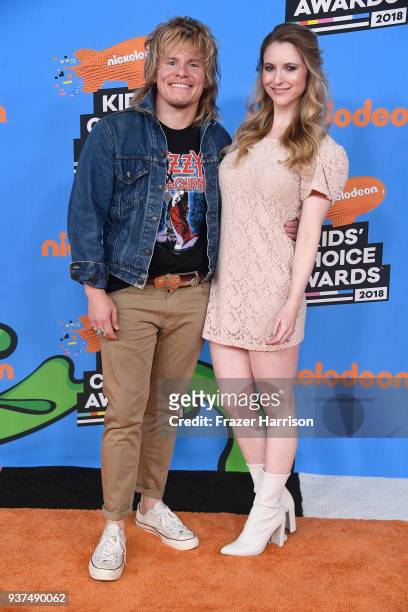 Tony Cavalero and Annie Cavalero attend Nickelodeon's 2018 Kids' Choice Awards at The Forum on March 24, 2018 in Inglewood, California.