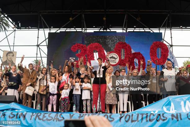 Estela de Carlotto and Taty Almeida, mothers of Plaza de Mayo, during a gathering to commemorate the 42th anniversary of the 1976 coup, along Mayo...