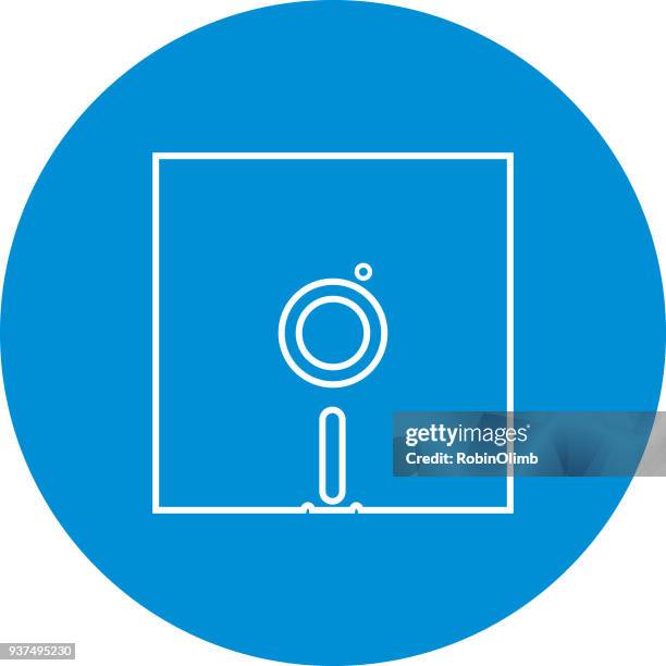 white outline floppy disk icon - obsolete software stock illustrations