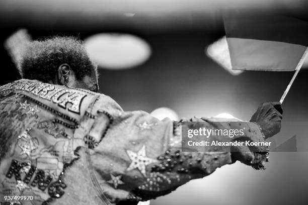 Don King arrives for the IBO Intercontinental Championship at the Inselparkhalle Arena on March 24, 2018 in Hamburg, Germany.