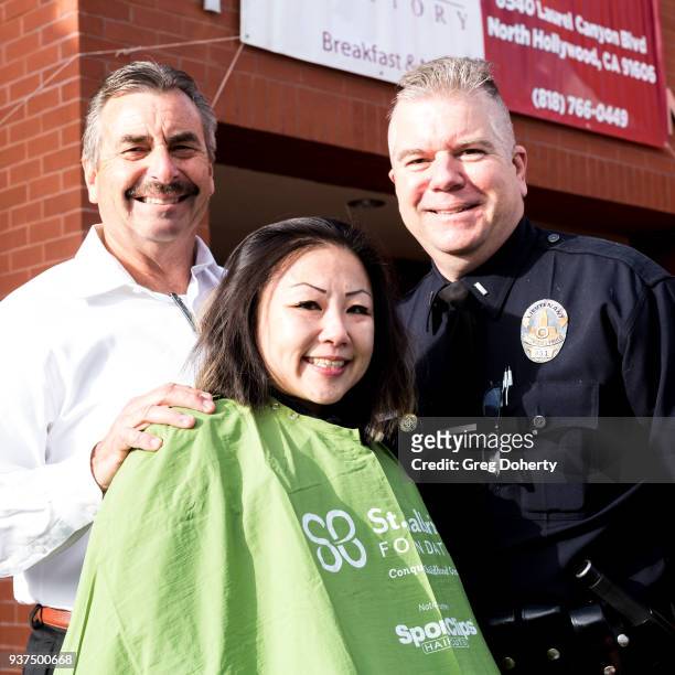 Los Angeles Police Chief Charlie Beck, Sum-mui Hu and Los Angeles Police Lieutenant Greg Doyle at the St. Baldrick's Foundation Celebrity Event on...