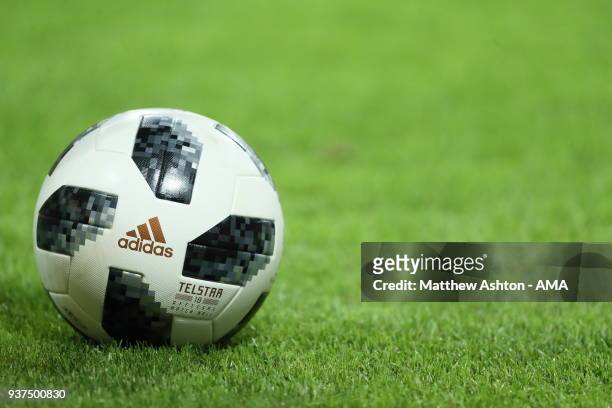 Adidas Telstar match ball, the official ball for the FIFA Russia 2018 World Cup during the International Friendly match between Sweden and Chile at...