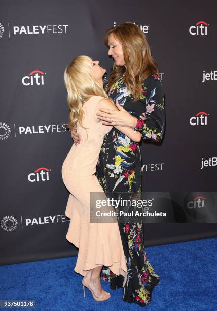 Actors Anna Faris and Allison Janney attend the screening of CBS's "Mom" at the 2018 PaleyFest Los Angeles at the Dolby Theatre on March 24, 2018 in...