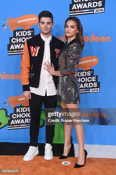 Jack Griffo and Paris Berelc attend Nickelodeon's 2018 Kids' Choice Awards at The Forum on March 24, 2018 in Inglewood, California.