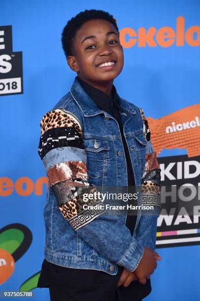 Issac Ryan Brown attends Nickelodeon's 2018 Kids' Choice Awards at The Forum on March 24, 2018 in Inglewood, California.