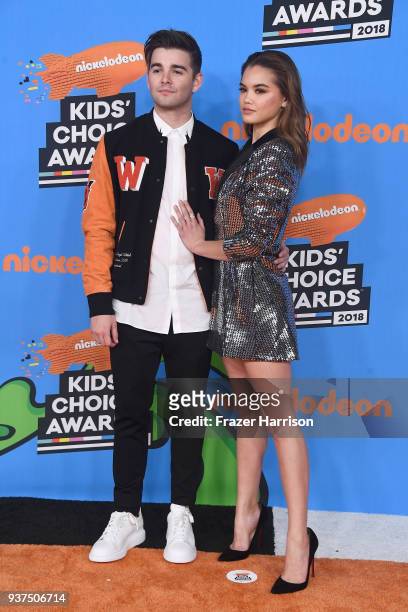 Jack Griffo and Paris Berelc attend Nickelodeon's 2018 Kids' Choice Awards at The Forum on March 24, 2018 in Inglewood, California.