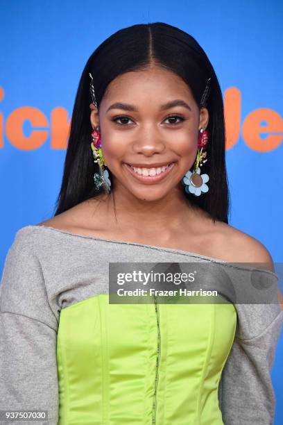 Kyla Drew Simmons attends Nickelodeon's 2018 Kids' Choice Awards at The Forum on March 24, 2018 in Inglewood, California.