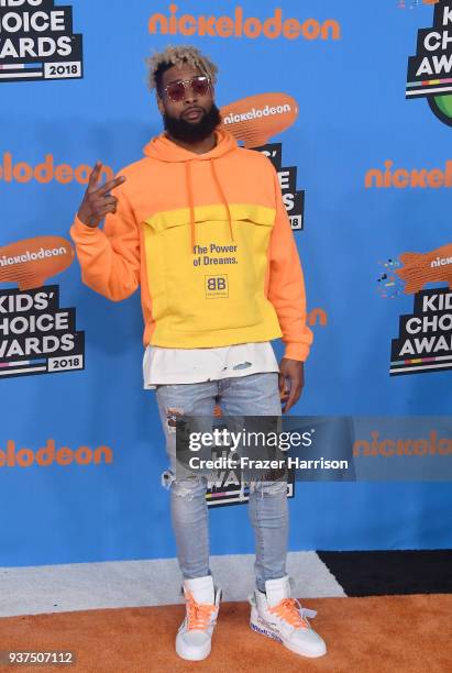 Odell Beckham Jr. Attends Nickelodeon's 2018 Kids' Choice Awards at The Forum on March 24, 2018 in Inglewood, California.