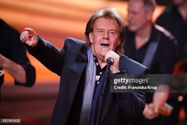 Howard Carpendale performs during the tv show 'Willkommen bei Carmen Nebel' on March 24, 2018 in Hof, Germany. The show will be aired on March 24,...