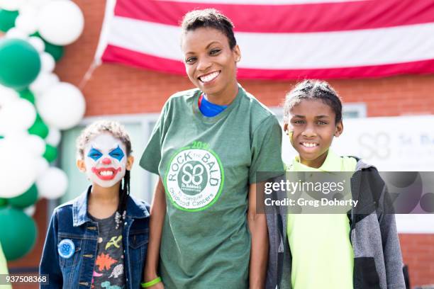 Isabelle Bates, Angelique Bates and Christopher Bates attend the St. Baldrick's Foundation Celebrity Event on March 24, 2018 in North Hollywood,...