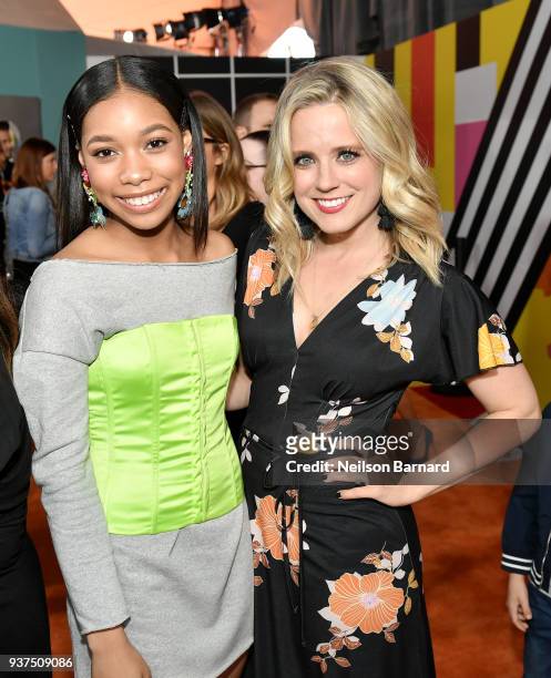 Kyla Drew Simmons and Allison Munn attend Nickelodeon's 2018 Kids' Choice Awards at The Forum on March 24, 2018 in Inglewood, California.