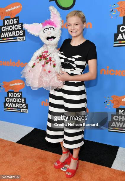 Darci Lynne Farmer attends Nickelodeon's 2018 Kids' Choice Awards at The Forum on March 24, 2018 in Inglewood, California.