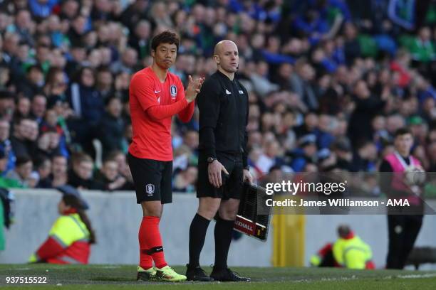 Yeom Ki-hun of South Korea during an International Friendly fixture between Northern Ireland and Korea Republic at Windsor Park on March 24, 2018 in...