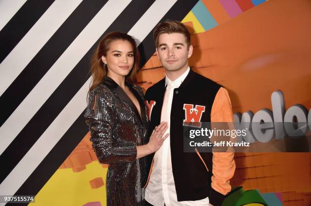 Paris Berelc and Jack Griffo attend Nickelodeon's 2018 Kids' Choice Awards at The Forum on March 24, 2018 in Inglewood, California.