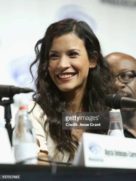 Actor Danay Garcia speaks onstage during AMC's 'Fear of the Walking Dead' panel at WonderCon at Anaheim Convention Center on March 24, 2018 in...