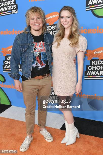 Tony Cavalero and Annie Cavalero attend Nickelodeon's 2018 Kids' Choice Awards at The Forum on March 24, 2018 in Inglewood, California.