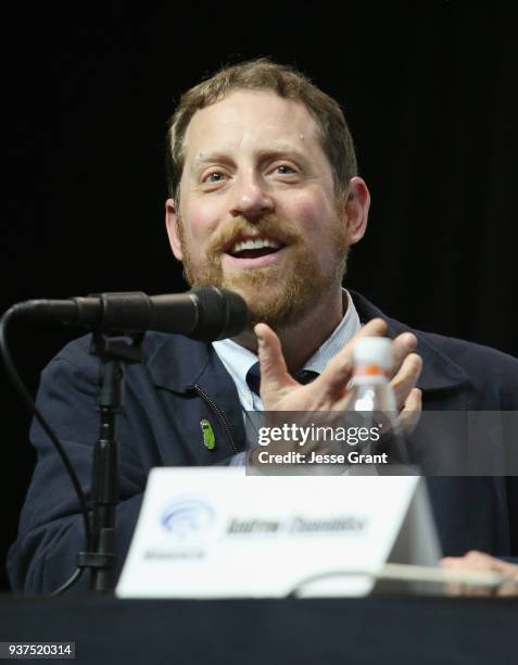 Executive producer Scott M. Gimple speaks onstage during AMC's 'Fear of the Walking Dead' panel at WonderCon at Anaheim Convention Center on March...