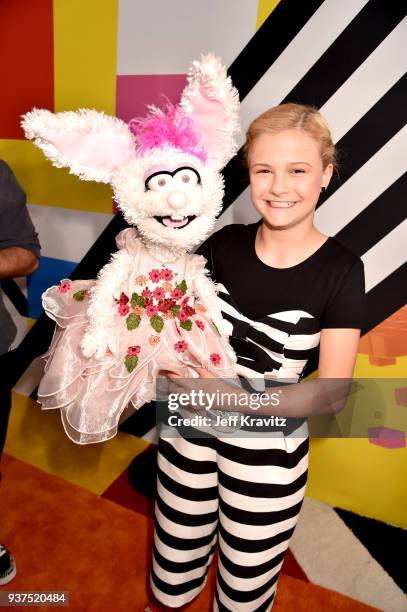 Darci Lynne Farmer attends Nickelodeon's 2018 Kids' Choice Awards at The Forum on March 24, 2018 in Inglewood, California.
