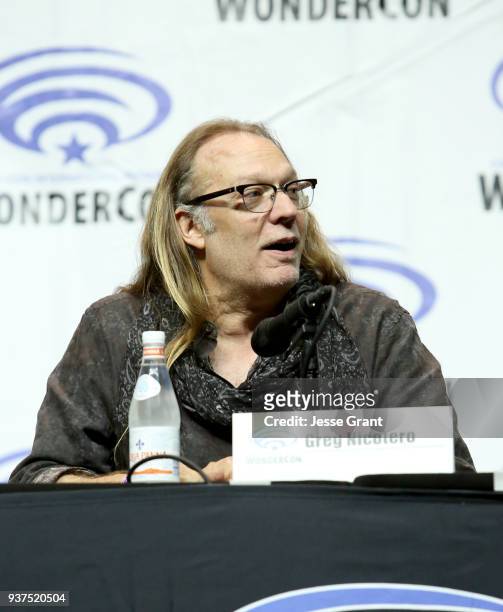 Executive producer Greg Nicotero speaks onstage during AMC's 'Fear of the Walking Dead' panel at WonderCon at Anaheim Convention Center on March 24,...