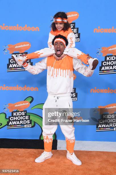 Moroccan Scott Cannon and Nick Cannon attend Nickelodeon's 2018 Kids' Choice Awards at The Forum on March 24, 2018 in Inglewood, California.