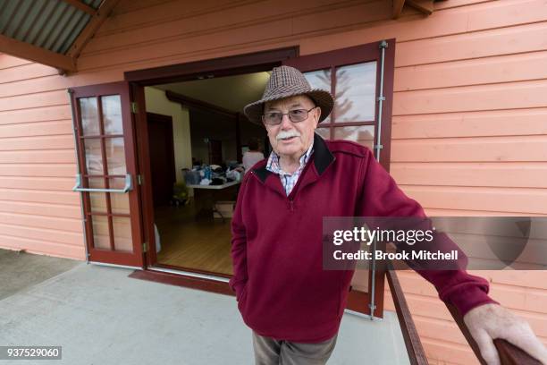 Tathra local and community volunteer Peter Davis is pictured at the town hall, which is taking donations of living essentials on March 25, 2018 in...