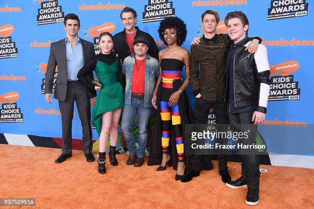 Cooper Barnes, Ella Anderson, Jeffrey Nicholas Brown, Michael Cohen , Riele Downs, Jace Norman, and Sean Ryan Fox attend Nickelodeon's 2018 Kids'...