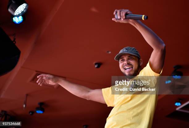 Walshy Fire of Major Lazer performs at the Sports Illustrated Swimsuit new issue launch and model search winners celebration at Encore Beach Club in...