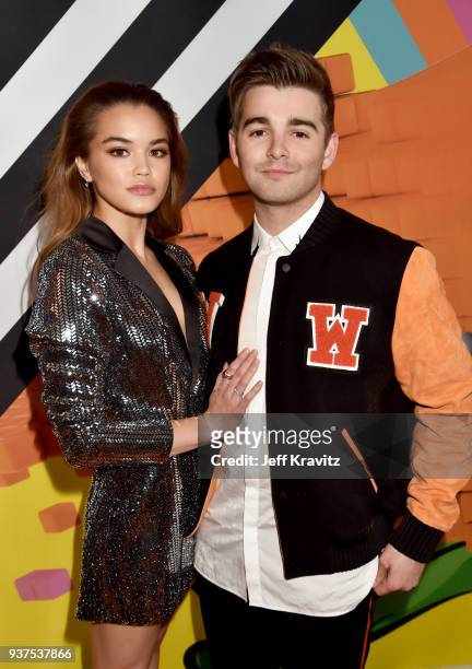 Paris Berelc and Jack Griffo attend Nickelodeon's 2018 Kids' Choice Awards at The Forum on March 24, 2018 in Inglewood, California.