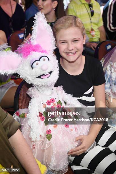 Darci Lynne poses at Nickelodeon's 2018 Kids' Choice Awards at The Forum on March 24, 2018 in Inglewood, California.