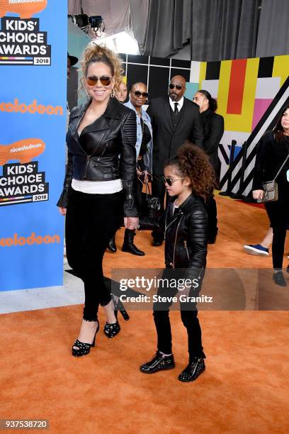 Mariah Carey and Monroe Cannon attend Nickelodeon's 2018 Kids' Choice Awards at The Forum on March 24, 2018 in Inglewood, California.