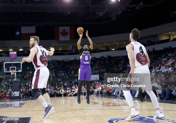 James Southerland of the South Bay Lakers shoots the ball against the Austin Spurs during the NBA G-League on March 24, 2018 at the H-E-B Center At...