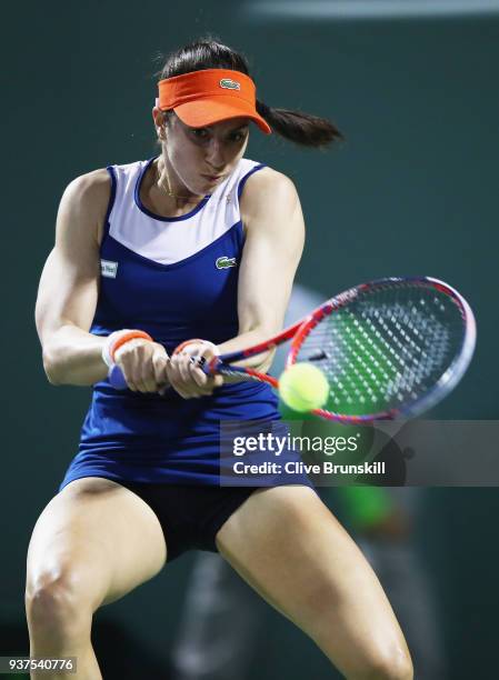 Christina McHale of the United States in action against Garbine Muguruza of Spain in their third round match during the Miami Open Presented by Itau...