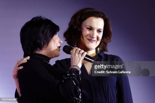 Singer Liane Foly and Armelle attend the closing ceremony of Valenciennes Film Festival on March 24, 2018 in Valenciennes, France.