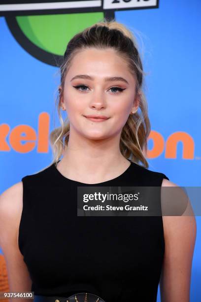 Lizzy Greene attends Nickelodeon's 2018 Kids' Choice Awards at The Forum on March 24, 2018 in Inglewood, California.