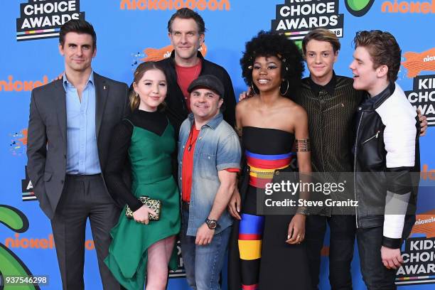 Cooper Barnes, Ella Anderson, Jeffrey Nicholas Brown, Michael Cohen , Riele Downs, Jace Norman, and Sean Ryan Fox attend Nickelodeon's 2018 Kids'...