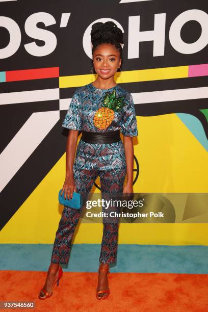 Skai Jackson attends attends Nickelodeon's 2018 Kids' Choice Awards at The Forum on March 24, 2018 in Inglewood, California.