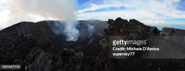 the lava lake inside the crater of nyiragongo - virunga stock pictures, royalty-free photos & images