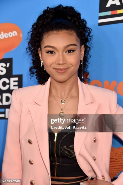 Sierra Capri attends Nickelodeon's 2018 Kids' Choice Awards at The Forum on March 24, 2018 in Inglewood, California.