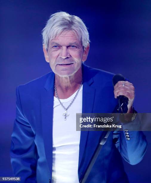 Singer Matthias Reim performs during the tv show 'Willkommen bei Carmen Nebel' on March 24, 2018 in Hof, Germany. The show will be aired on March 24,...
