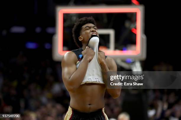 Terance Mann of the Florida State Seminoles walks off the court after losing to the Michigan Wolverines 58-54 in the 2018 NCAA Men's Basketball...