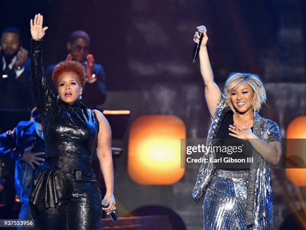 Tina Campbell And Erica Campbell Of Mary Mary Photos and Premium High