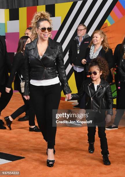 Mariah Carey and Monroe Cannon attend Nickelodeon's 2018 Kids' Choice Awards at The Forum on March 24, 2018 in Inglewood, California.