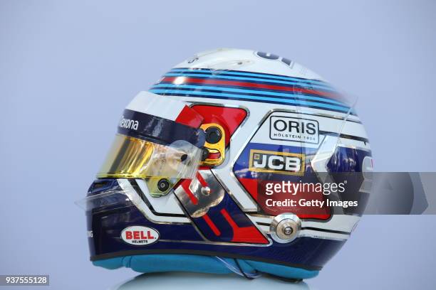 The helmet of Sergey Sirotkin of Russia and Williams during previews ahead of the Australian Formula One Grand Prix at Albert Park on March 22, 2018...