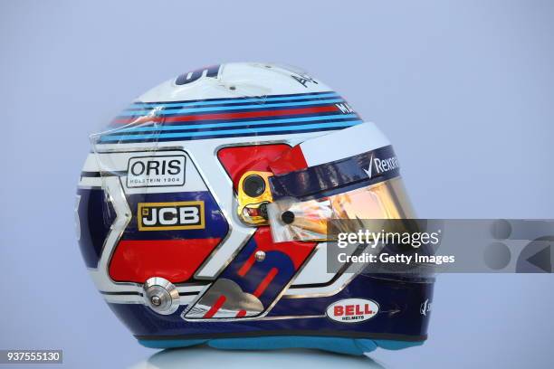 The helmet of Sergey Sirotkin of Russia and Williams during previews ahead of the Australian Formula One Grand Prix at Albert Park on March 22, 2018...