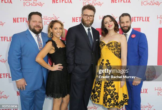 Board Members Raffi Adlan, Tum Cohl, Seth Rogen, Lauren Miller and HFC board member Matthew Bass attend Seth Rogen's Hilarity For Charity at...