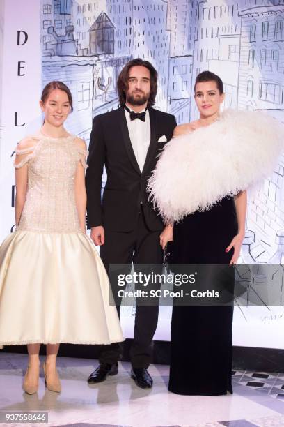 Princess Alexandra of Hanover, Dimitri Rassam and Charlotte Casiraghi arrive at the Rose Ball 2018 To Benefit The Princess Grace Foundation at...