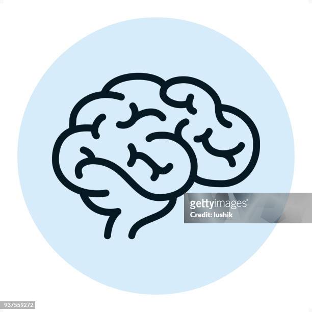 human brain - pixel perfect single line icon - brain logo stock illustrations